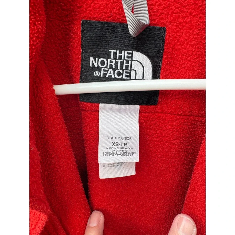 The North Face Denali Fleece Jacket Kids XS Red Grey Full Zip Denali Coat